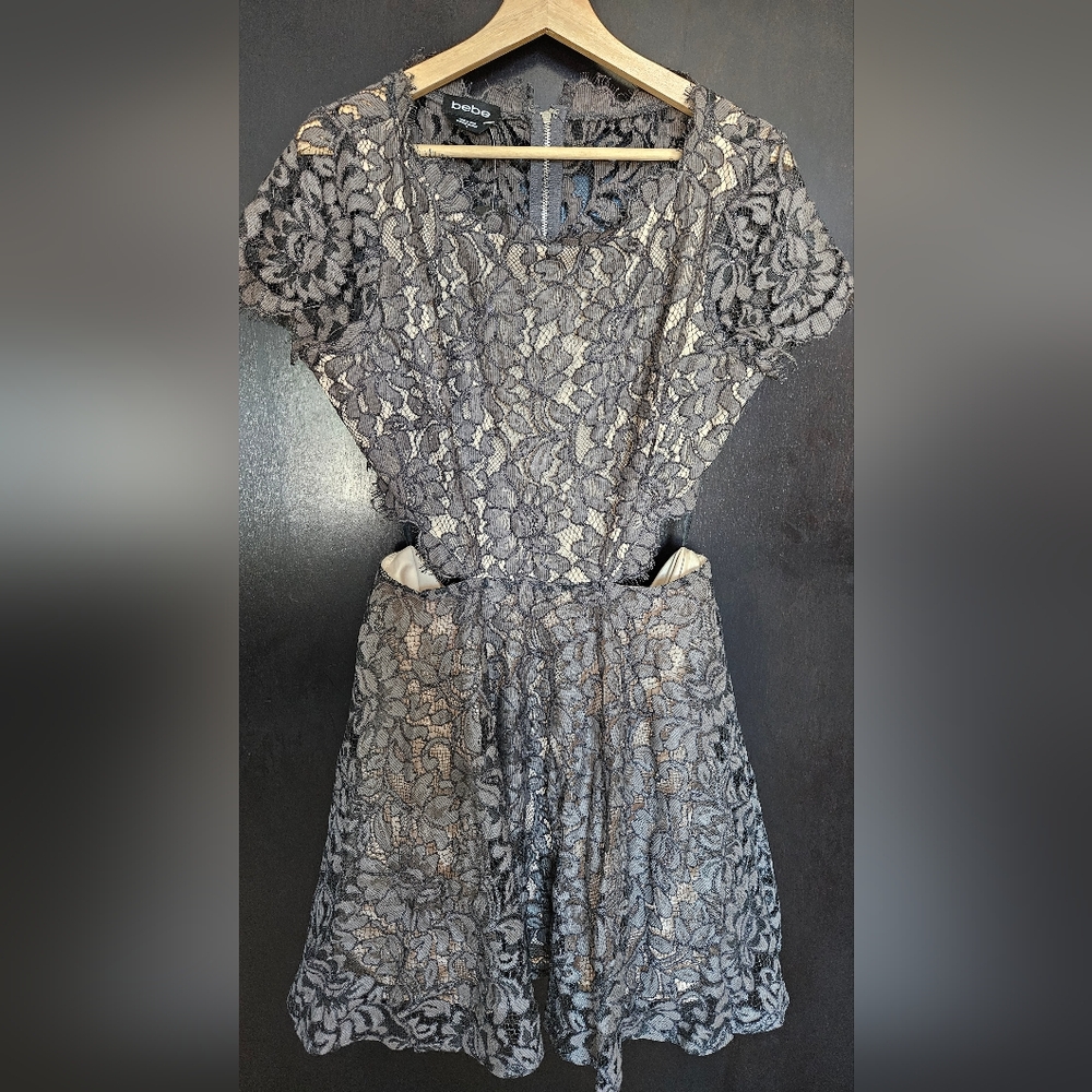 Bebe Lace Print Cutout Dress Size 10